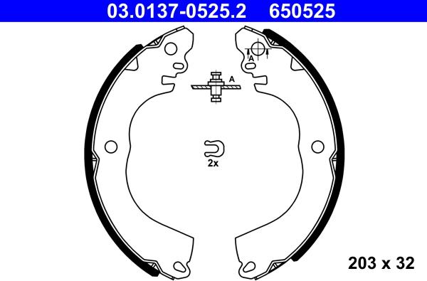 ATE 03.0137-0525.2 - Drum Brake Shoe Set car-mod.net