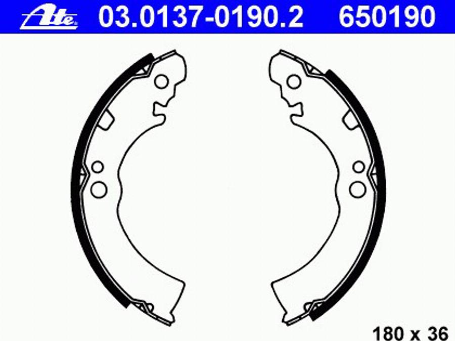 ATE 03.0137-0190.2 - Drum Brake Shoe Set car-mod.net