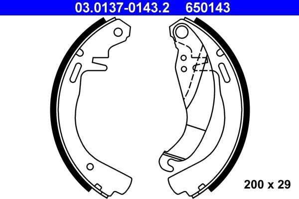 ATE 03.0137-0143.2 - Drum Brake Shoe Set car-mod.net