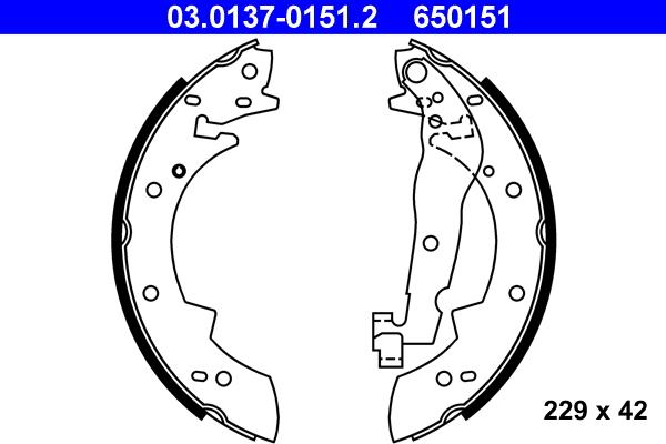 ATE 03.0137-0151.2 - Drum Brake Shoe Set car-mod.net
