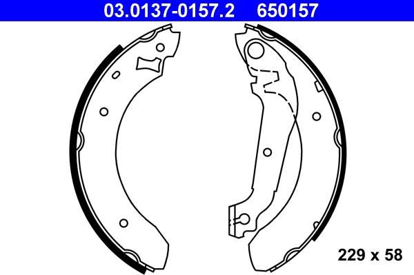 ATE 03.0137-0157.2 - Drum Brake Shoe Set car-mod.net
