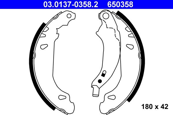 ATE 03.0137-0358.2 - Drum Brake Shoe Set car-mod.net