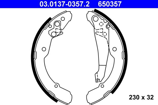 ATE 03.0137-0357.2 - Drum Brake Shoe Set car-mod.net