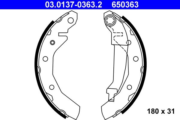 ATE 03.0137-0363.2 - Drum Brake Shoe Set car-mod.net
