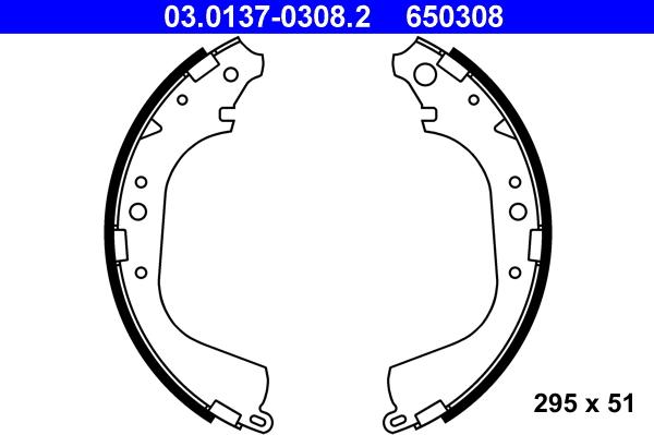 ATE 03.0137-0308.2 - Drum Brake Shoe Set car-mod.net