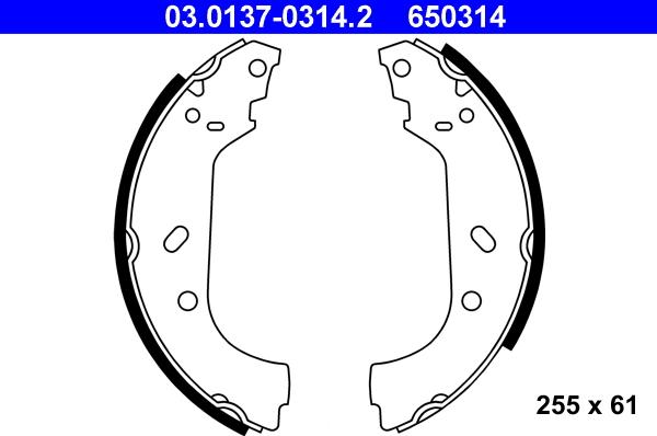 ATE 03.0137-0314.2 - Drum Brake Shoe Set car-mod.net