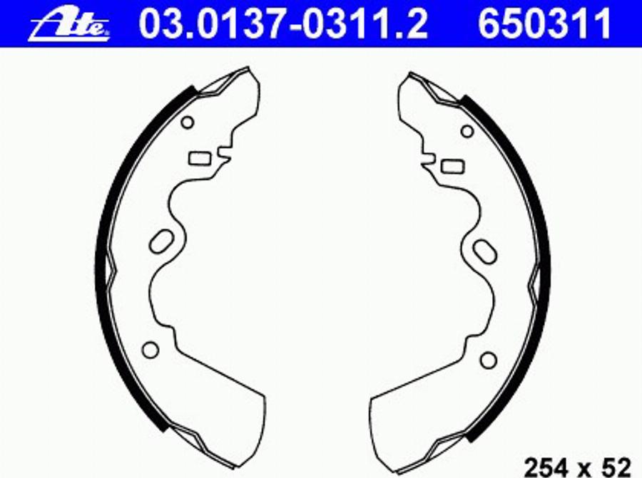 ATE 03.0137-0311.2 - Drum Brake Shoe Set car-mod.net