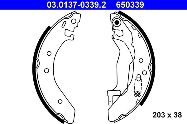 ATE 03.0137-0339.2 - Drum Brake Shoe Set car-mod.net