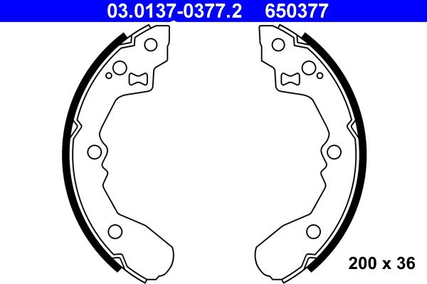 ATE 03.0137-0377.2 - Drum Brake Shoe Set car-mod.net