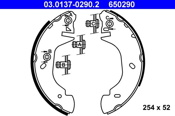 ATE 03.0137-0290.2 - Drum Brake Shoe Set car-mod.net