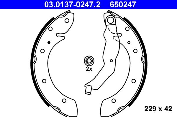 ATE 03.0137-0247.2 - Drum Brake Shoe Set car-mod.net