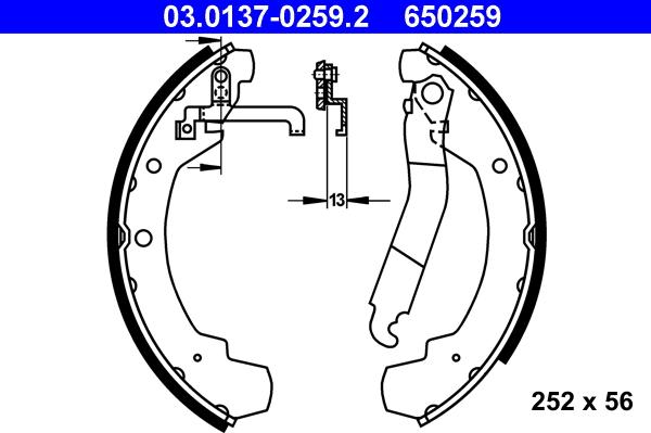 ATE 03.0137-0259.2 - Drum Brake Shoe Set car-mod.net