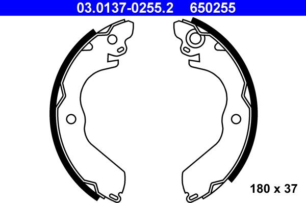 ATE 03.0137-0255.2 - Drum Brake Shoe Set car-mod.net