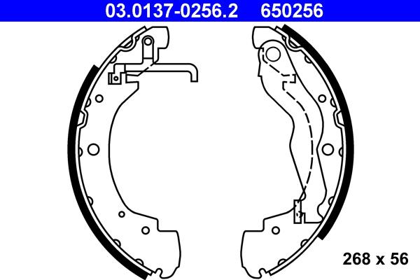 ATE 03.0137-0256.2 - Drum Brake Shoe Set car-mod.net