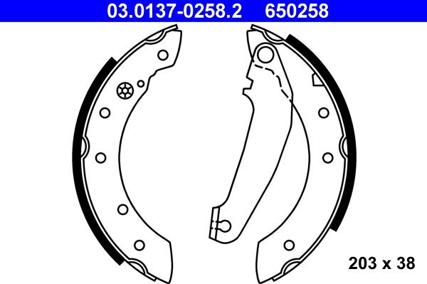 ATE 03.0137-0258.2 - Drum Brake Shoe Set car-mod.net