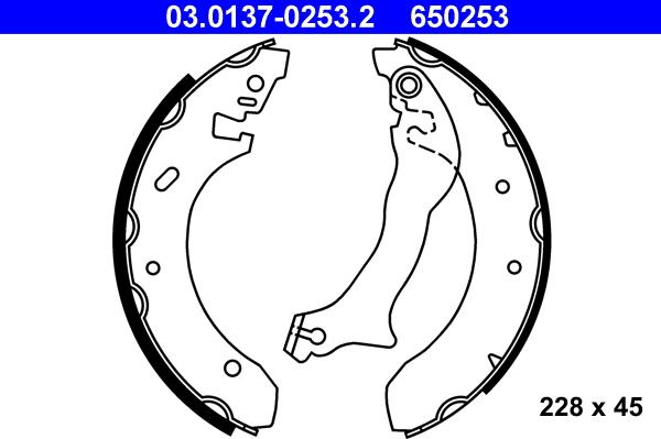 ATE 03.0137-0253.2 - Drum Brake Shoe Set car-mod.net