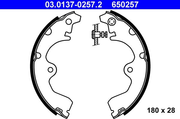 ATE 03.0137-0257.2 - Drum Brake Shoe Set car-mod.net