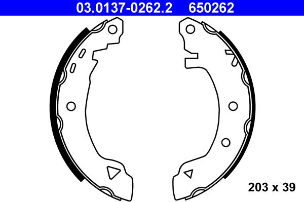 ATE 03.0137-0262.2 - Drum Brake Shoe Set car-mod.net