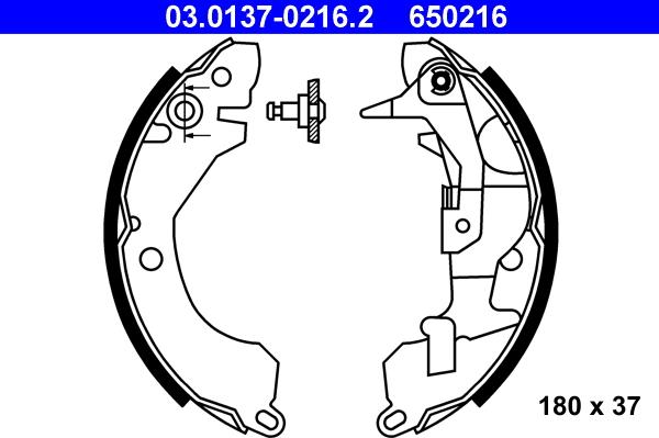 ATE 03.0137-0216.2 - Drum Brake Shoe Set car-mod.net