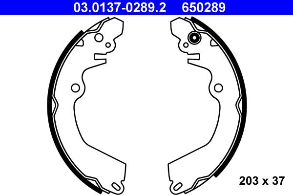 ATE 03.0137-0289.2 - Drum Brake Shoe Set car-mod.net