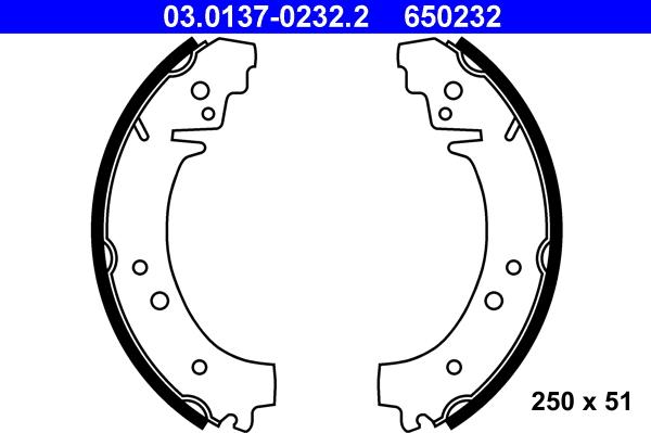 ATE 03.0137-0232.2 - Drum Brake Shoe Set car-mod.net