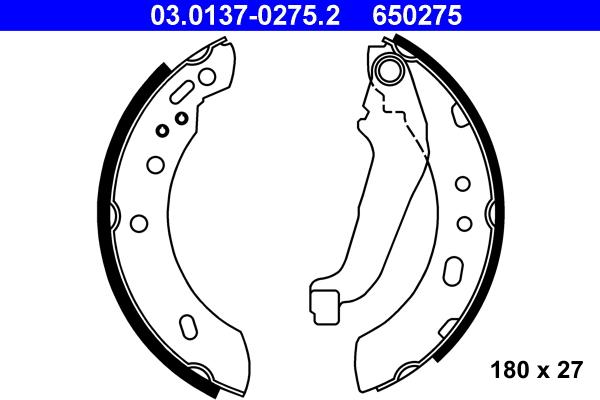 ATE 03.0137-0275.2 - Drum Brake Shoe Set car-mod.net