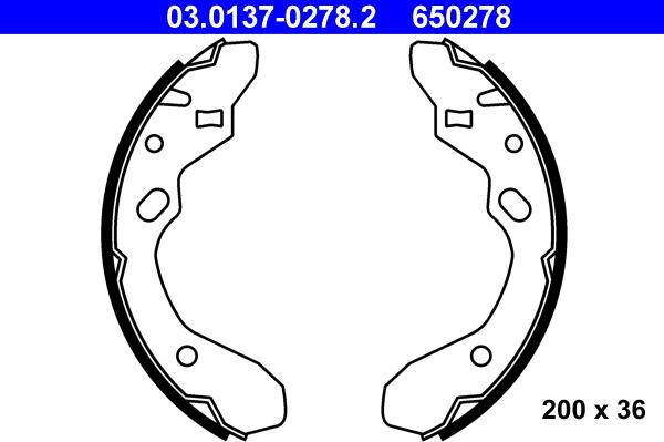 ATE 03.0137-0278.2 - Drum Brake Shoe Set car-mod.net