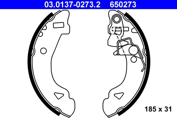 ATE 03.0137-0273.2 - Drum Brake Shoe Set car-mod.net