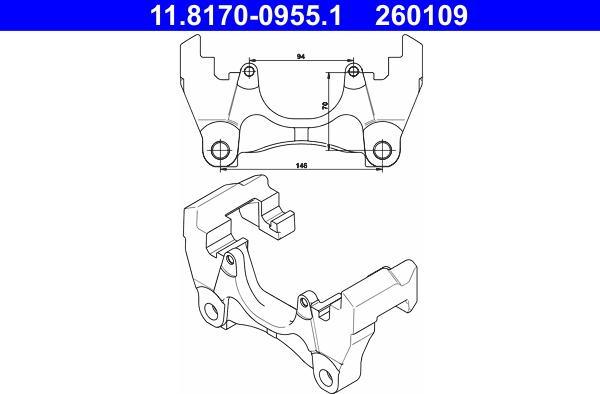 ATE 11.8170-0955.1 - Carrier, brake caliper car-mod.net