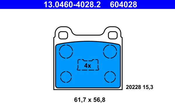 ATE 13.0460-4028.2 - Brake Pad Set, disc brake car-mod.net