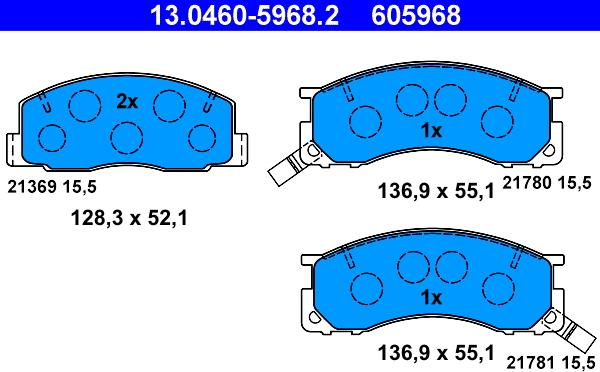 ATE 13.0460-5968.2 - Brake Pad Set, disc brake car-mod.net
