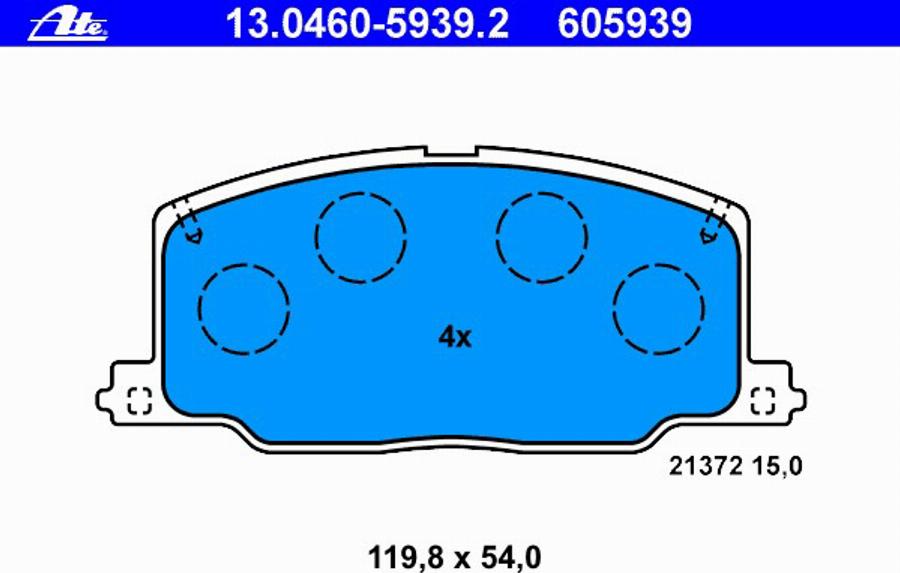 ATE 13.0460-5939.2 - Brake Pad Set, disc brake car-mod.net