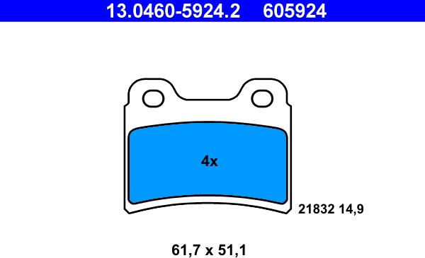 ATE 13.0460-5924.2 - Brake Pad Set, disc brake car-mod.net