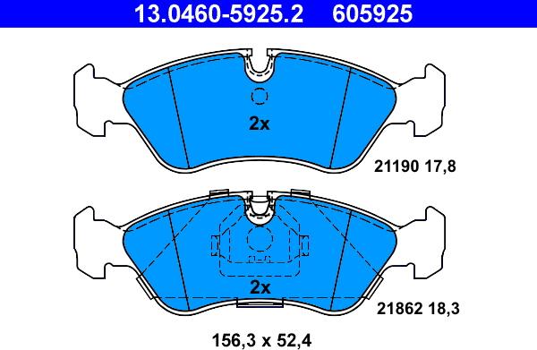 ATE 13.0460-5925.2 - Brake Pad Set, disc brake car-mod.net