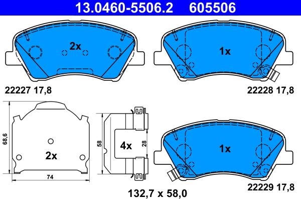 ATE 13.0460-5506.2 - Brake Pad Set, disc brake car-mod.net