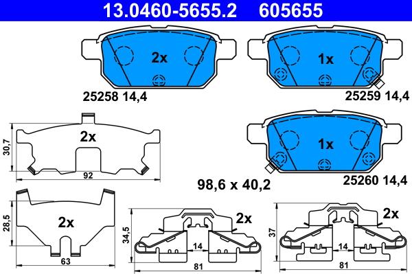 ATE 13.0460-5655.2 - Brake Pad Set, disc brake car-mod.net