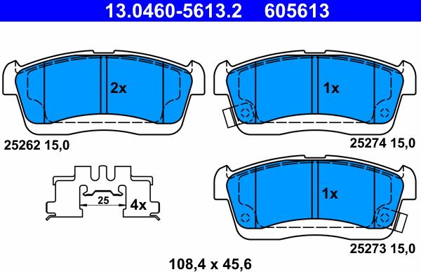 ATE 13.0460-5613.2 - Brake Pad Set, disc brake car-mod.net