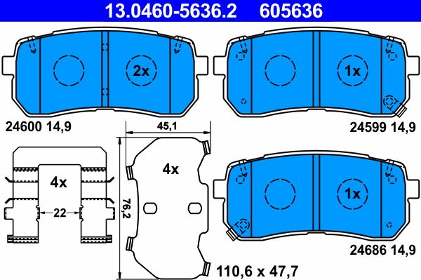 ATE 13.0460-5636.2 - Brake Pad Set, disc brake car-mod.net