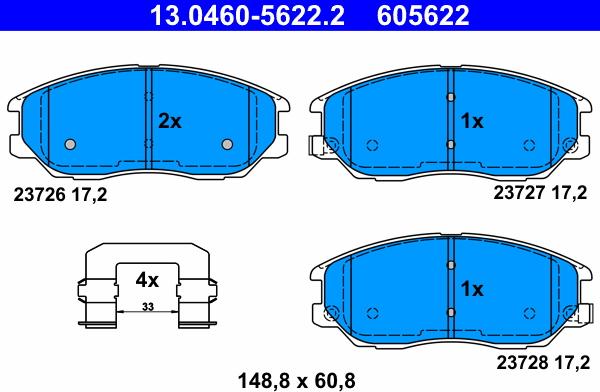 ATE 13.0460-5622.2 - Brake Pad Set, disc brake car-mod.net