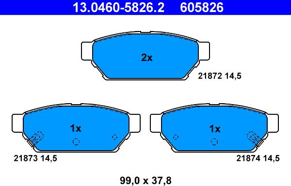 ATE 13.0460-5826.2 - Brake Pad Set, disc brake car-mod.net