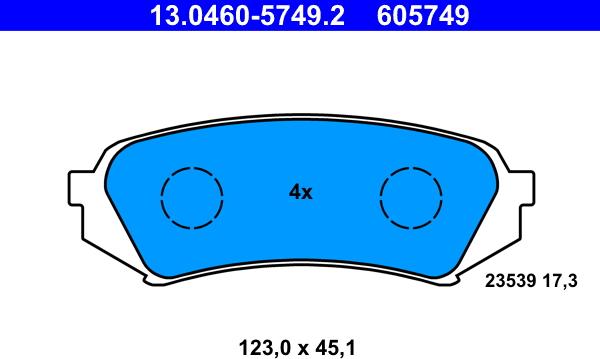 ATE 13.0460-5749.2 - Brake Pad Set, disc brake car-mod.net