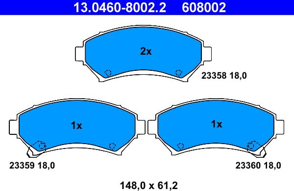 ATE 13.0460-8002.2 - Brake Pad Set, disc brake car-mod.net