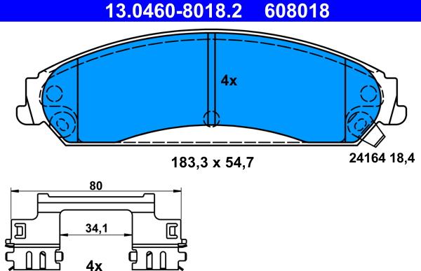 ATE 13.0460-8018.2 - Brake Pad Set, disc brake car-mod.net