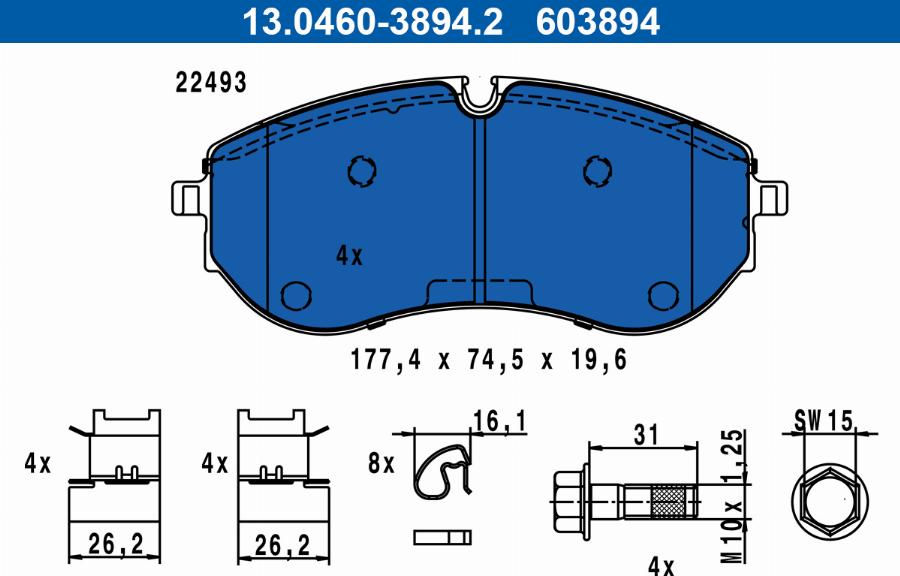 ATE 13.0460-3894.2 - Brake Pad Set, disc brake car-mod.net