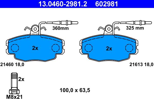 ATE 13.0460-2981.2 - Brake Pad Set, disc brake car-mod.net