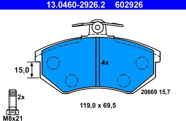 ATE 13.0460-2926.2 - Brake Pad Set, disc brake car-mod.net