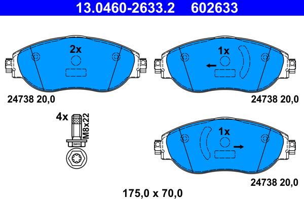 ATE 13.0460-2633.2 - Brake Pad Set, disc brake car-mod.net