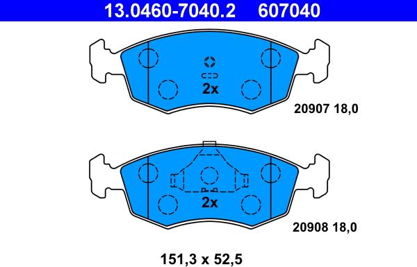 ATE 13.0460-7040.2 - Brake Pad Set, disc brake car-mod.net
