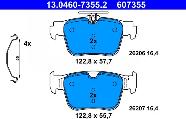 ATE 13.0460-7355.2 - Brake Pad Set, disc brake car-mod.net