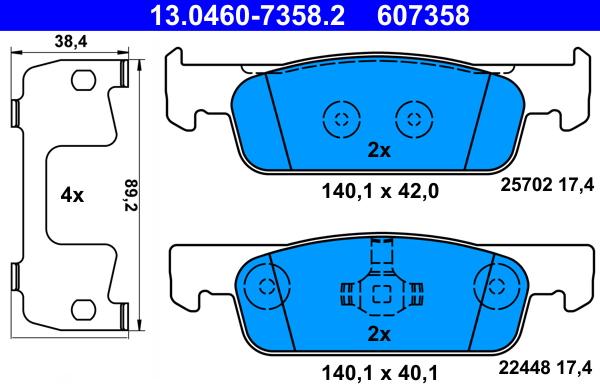 ATE 13.0460-7358.2 - Brake Pad Set, disc brake car-mod.net